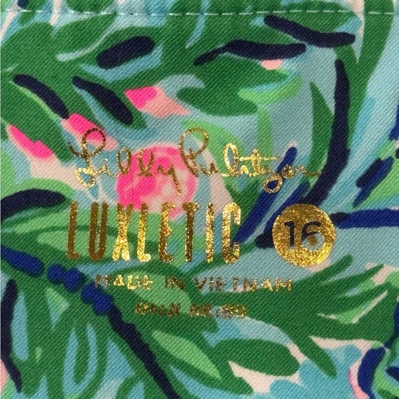 Lilly Pulitzer Ankle Cropped Pants Parfecto Print Size 16 Retired Golf Print EUC - Picture 7 of 7